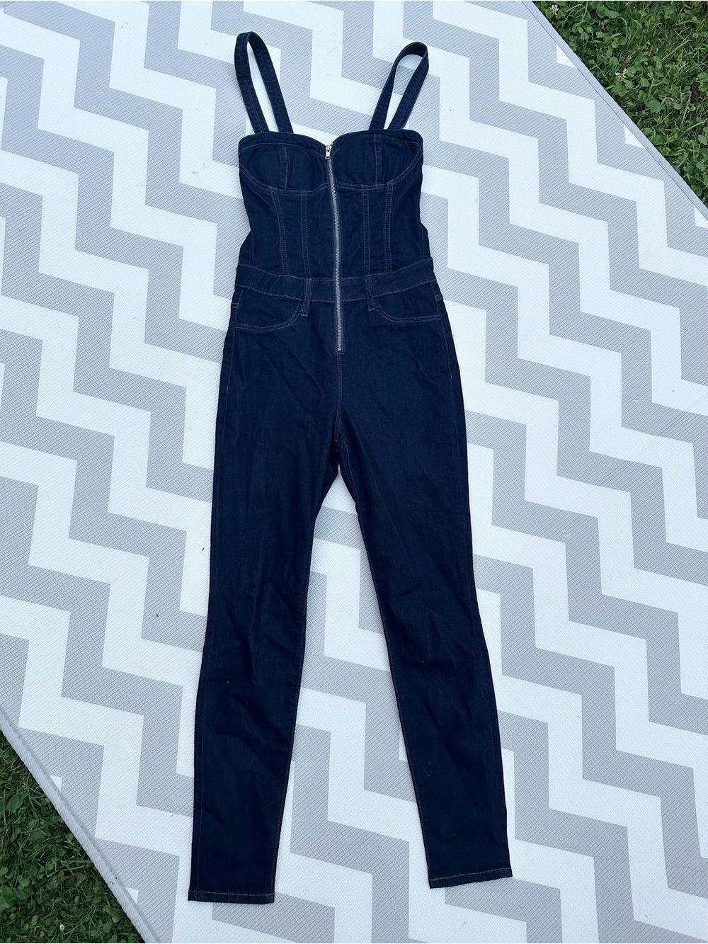 Denim Zip-Front Jumpsuit